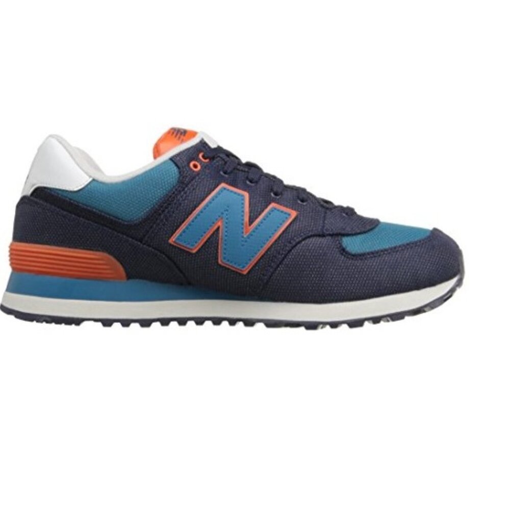 New Balance Men's ML574 Winter Harbor Pack Classic Running Shoe, Navy/Orange